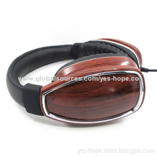 Real wooden stereo headband music headset